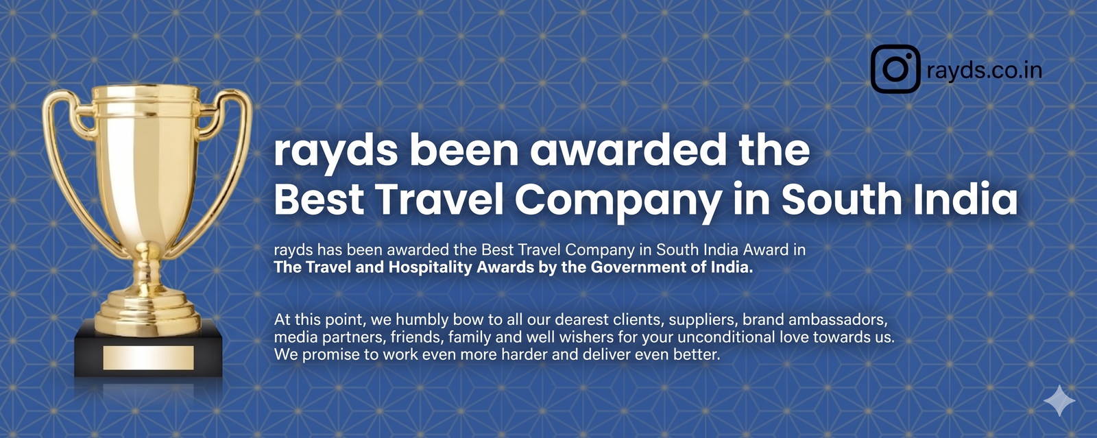 Rayds awarded as Best Travel Company in South India
